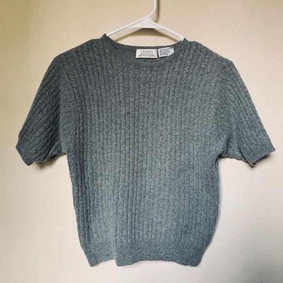 Grey 100% cashmere t-shirt - Picture 1 of 2